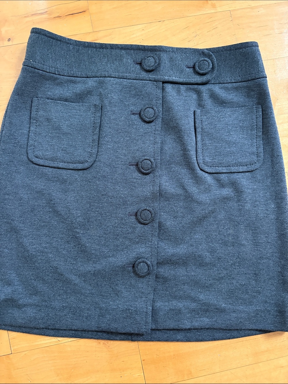 Fall is here and this is a perfect Button-Front Dark Gray Women’s skirt